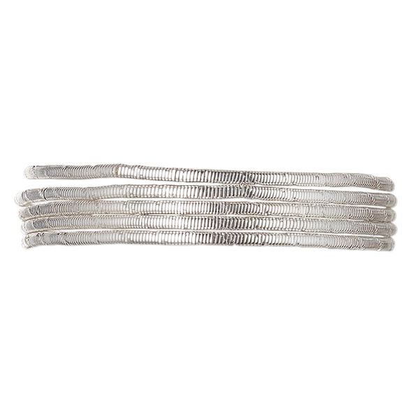 French wire, silver-plated copper, 1mm fancy tube. Sold per approximately 13-1/2 to 15 inch strand. image number 0