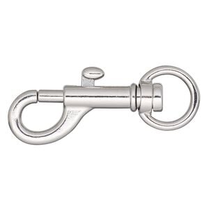 Clasp snap hook 1pkg4 "pewter" (zinc alloy), 31x13mm swivel, imitation rhodium-finished steel 1-strand