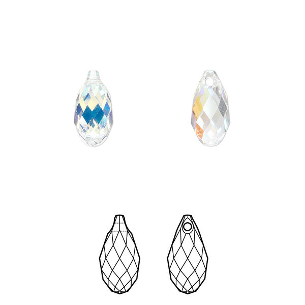 Briolette 2pk crystal AB, Crystal Passions® 11x5.5mm pendant drop 6010 image number 0