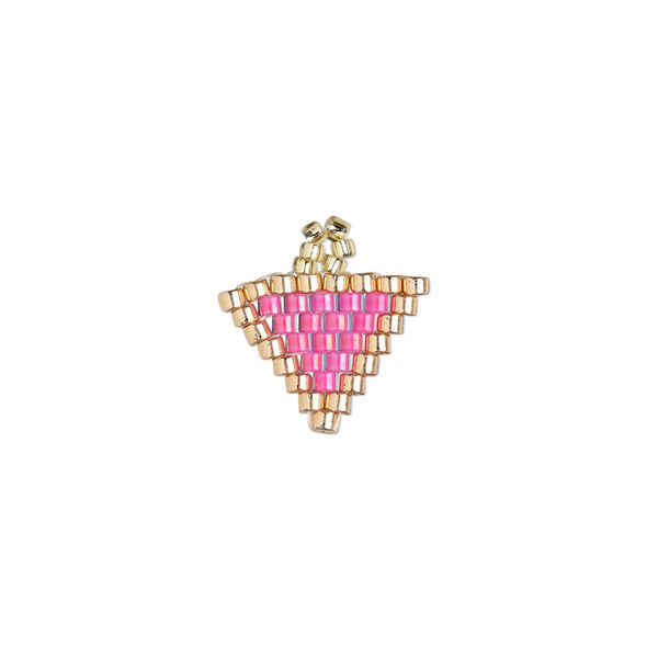 Drop, Creative Touch, glass, hot pink / copper / gold, 12mm double-sided triangle. Sold individually. image number 0