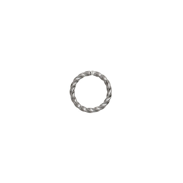 Jump ring, gunmetal-plated brass, 10mm twisted round, 8mm inside diameter, 16 gauge. Sold per pkg of 100. image number 0