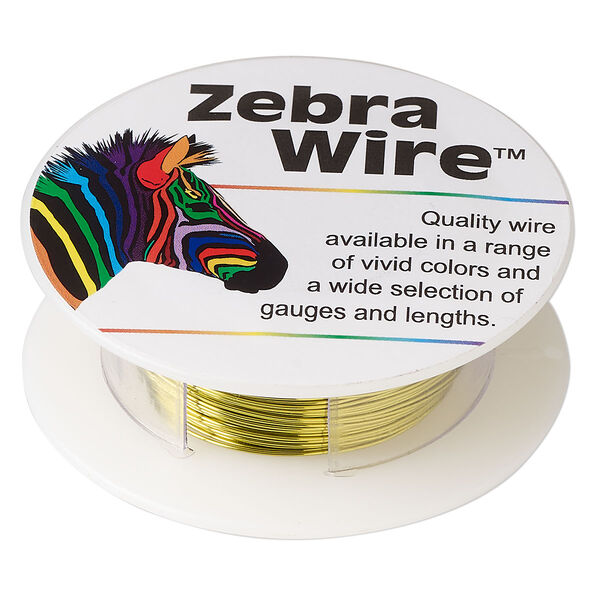 Wire, Zebra Wire™, color-coated copper, light lime, round, 26 gauge. Sold per 30-yard spool. image number 0