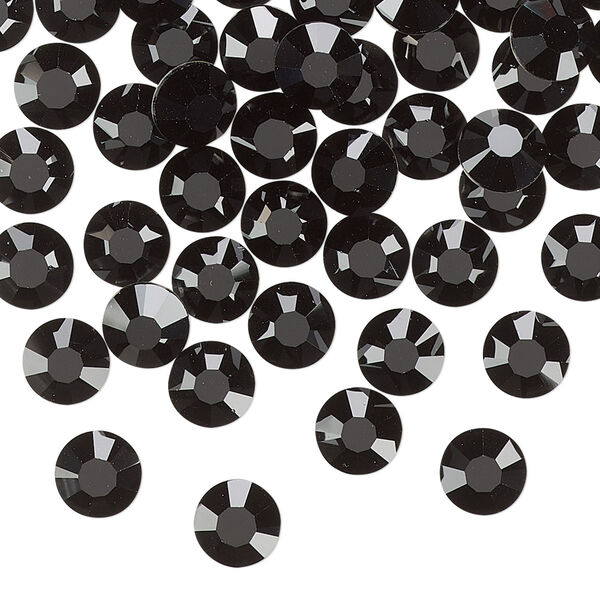 Flat back, Dance With Me™ crystal rhinestone, jet, foil back, 6.32-6.5mm rose, SS30. Sold per pkg of 48. image number 0