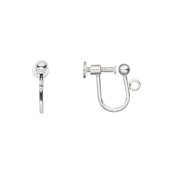Earring, sterling silver, 13mm screwback with open loop. Sold per pair. image number 0