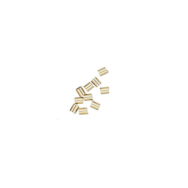Crimp, 14Kt gold-filled, 2x1.6mm smooth round tube, 1.1mm inside diameter. Sold per pkg of 10. image number 0