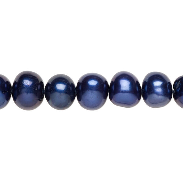 Freshwater 1pkg1, semi-round pearl C grade, 15 inch dark cobalt 7-8mm cultured image number 0