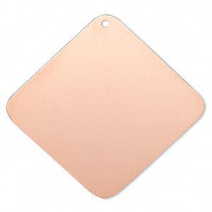 Focal, copper-plated brass, 40x40mm double-sided diamond. Sold per pkg of 6.