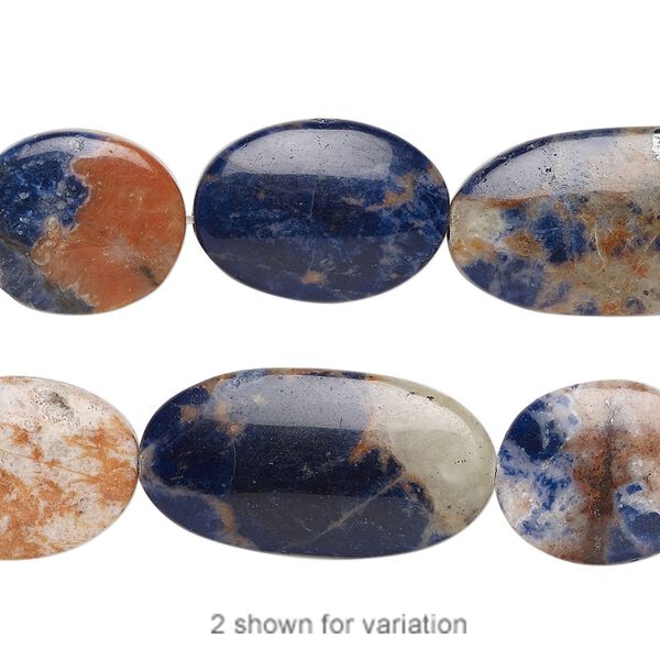 Orange sodalite 1pkg1, hand-cut flat oval bead natural 8 inch 15x13mm-26x14mm image number 0