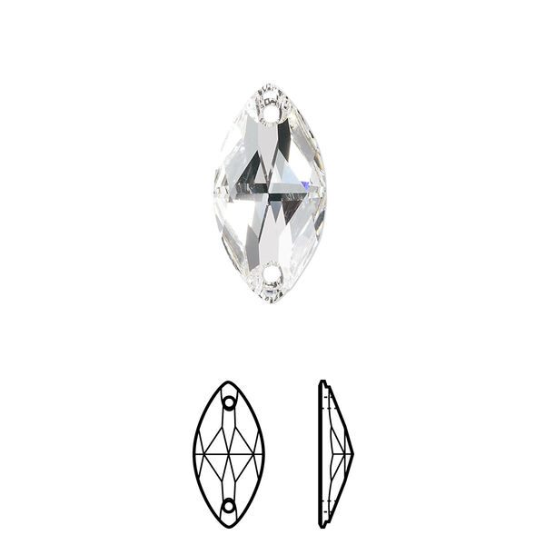 Sew-on 36pk crystal foil back, Swarovski® 18x9mm navette 3223 image number 0