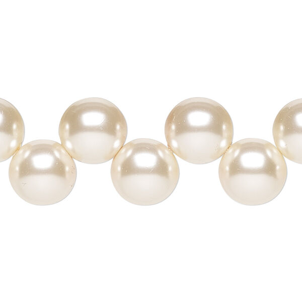 Bead, Preciosa, Czech pressed glass druk, opaque pearl, 10mm top-drilled round. Sold per pkg of 10. image number 0