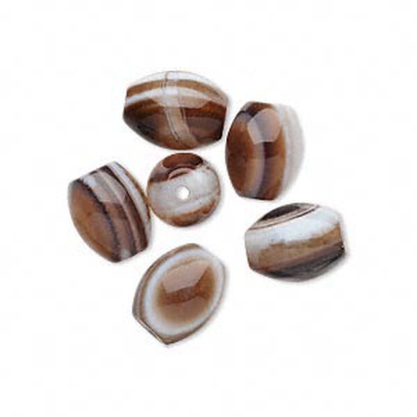 Bead, black and white sardonyx (natural), 10x8mm oval, B grade. Sold per pkg of 6. image number 0