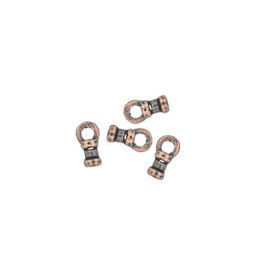 Crimp end 1pkg4 copper-plated pewter, 4x2.5mm tube / loop / 1mm inside diameter, antiqued / JBB Findings