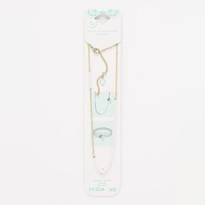 Necklace, glass / gold-finished "pewter" (zinc-based alloy) / steel, white, 3mm round, 21 inches with 2-inch extender chain and lobster claw clasp. Sold individually.