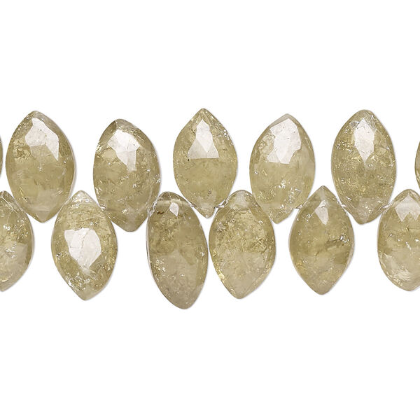 Bead, vesuvianite (natural), 9x6mm-12x7mm hand-cut top-drilled faceted marquise with 0.4-1.4mm hole, C grade, Mohs hardness 6-1/2. Sold per 8-inch strand. image number 0