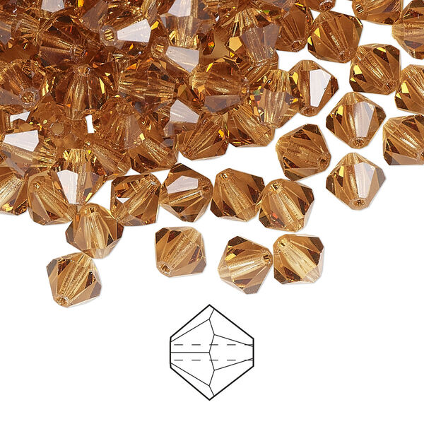 Bead 24pk light Colorado topaz, Preciosa Czech crystal 6mm bicone image number 0