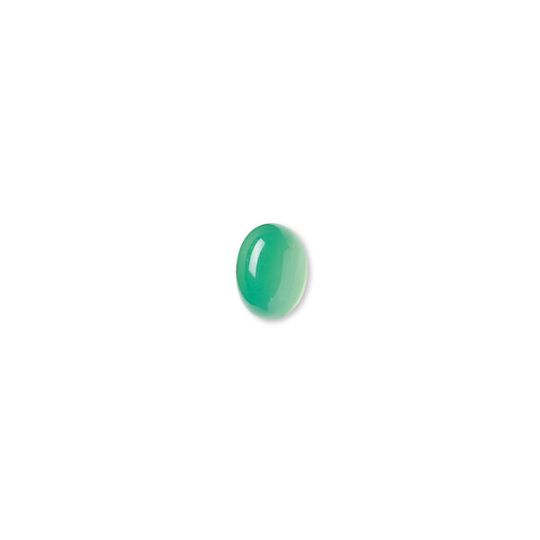 Cabochon, green chalcedony (dyed), light to medium, 8x6mm calibrated oval, B grade, Mohs hardness 6-1/2 to 7. Sold per pkg of 2. image number 0