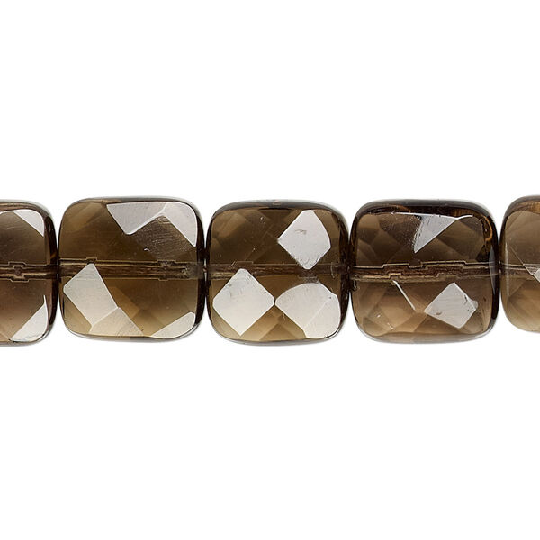 Smoky quartz 1pkg1, faceted square bead B grade, 15.5-16 inch 12mm image number 0