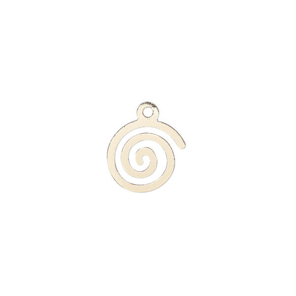 Drop, gold-finished steel, 12mm two-sided swirl. Sold per pkg of 20. image number 0