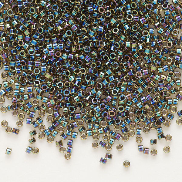 Seed bead, Delica®, glass, pkg/250g, #11 round, translucent blue-lined rainbow light topaz (DB-0089). image number 0