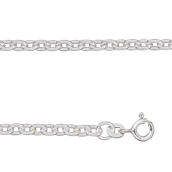 Chain, sterling silver, 3mm oval cable, 36 inches. Sold individually. image number 0