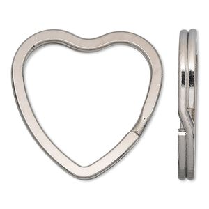 Split ring, nickel-finished steel, 32x31mm flat heart. Sold per pkg of 100.