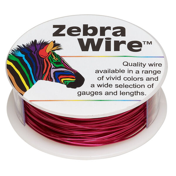 Wire, Zebra Wire™, color-coated copper, magenta, round, 22 gauge. Sold per 1/4 pound spool, approximately 45 yards (41 meters). image number 0