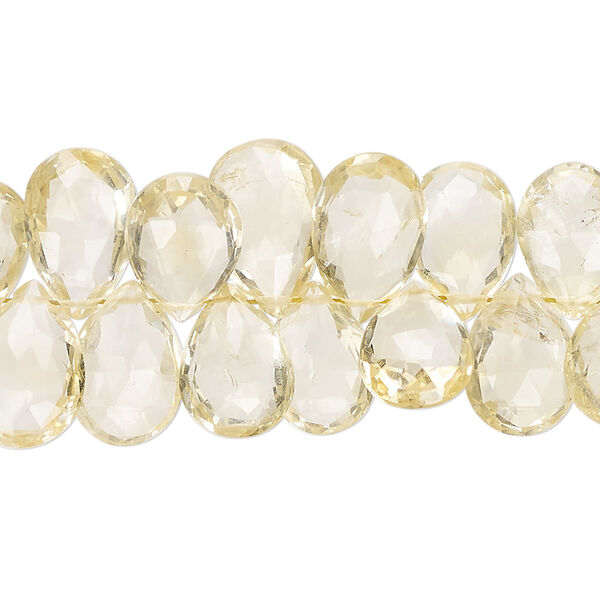 Citrine 1pkg1, hand-cut top-drilled faceted puffed teardrop bead B+ grade, 8 inch graduated 10x7mm-14x9mm image number 0