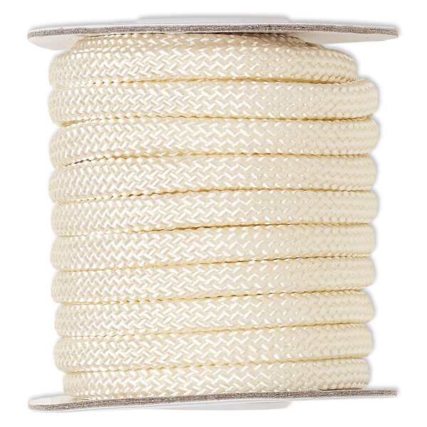 Cord, nylon, beige, 5mm braided. Sold per 15-foot spool. image number 0