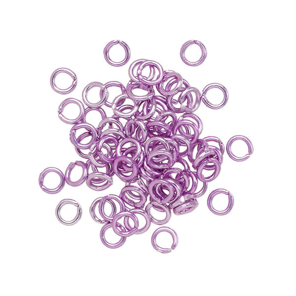 Jump ring, anodized aluminum, light purple, 4mm round, 2.4mm inside diameter, 20 gauge. Sold per pkg of 100. image number 0