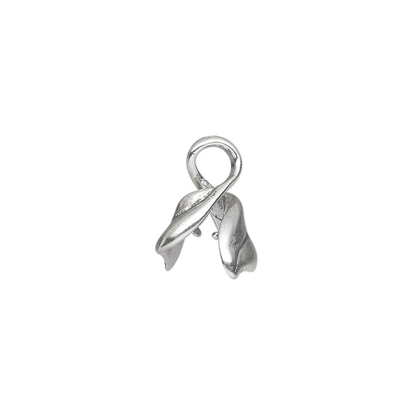 Bail, ice-pick, antiqued sterling silver, 11x8mm twisted leaf, 4mm grip length. Sold individually. image number 1