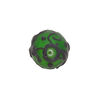 Bead, lampworked glass, opaque matte green and black with leaf and swirl design, 18mm round. Sold individually. image number 1