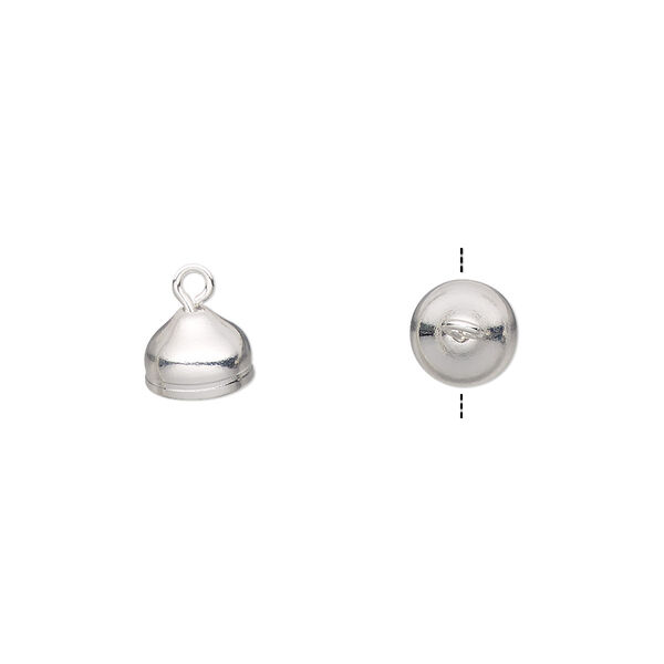 Cord end, glue-in, silver-plated brass, 7x6mm with 6mm inside diameter. Sold per pkg of 100. image number 0