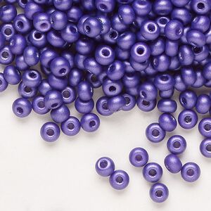 Seed bead, Preciosa Ornela Czech glass, pkg/50g, #6 rocaille, opaque PermaLux dyed lilac chalkwhite, (22015).