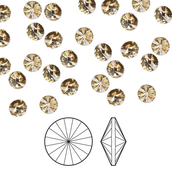 Chaton 144pk light Colorado topaz foil back, Preciosa MAXIMA Czech crystal rhinestone 8.16-8.41mm rivoli SS39 image number 0