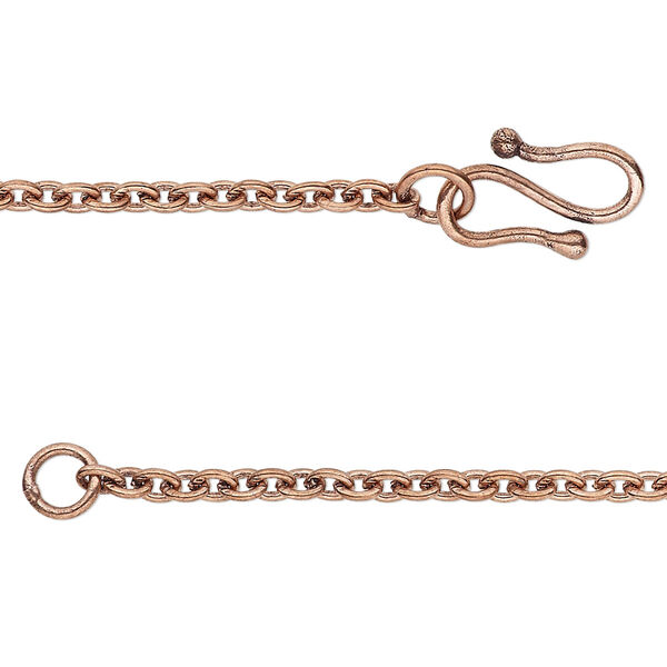 Chain, antique copper-plated brass, 2.5mm cable, 18 inches. Sold individually. image number 0