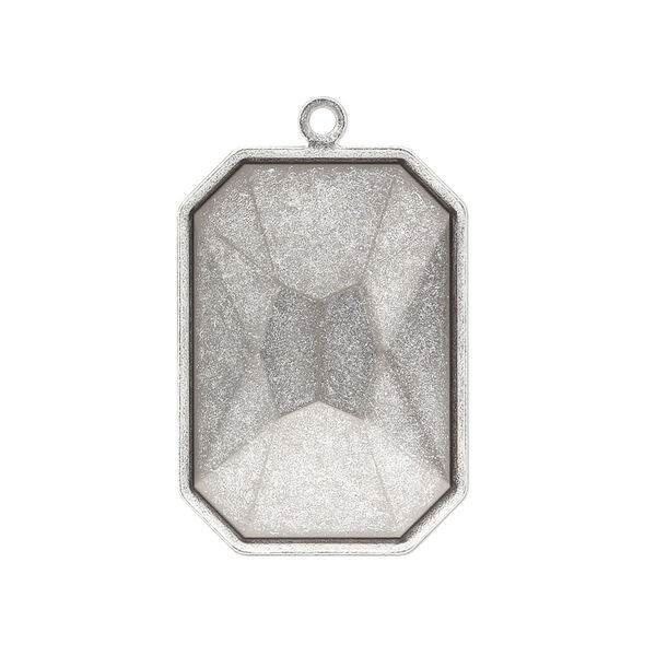 Drop, Almost Instant Jewelry®, antique silver-plated brass, 29x21mm rectangle with 27x18.5mm emerald-cut setting. Sold per pkg of 2. image number 0