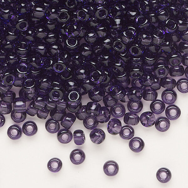 Seed bead, Dyna-Mites™, glass, transparent amethyst purple, #6 round. Sold per 40-gram pkg. image number 0