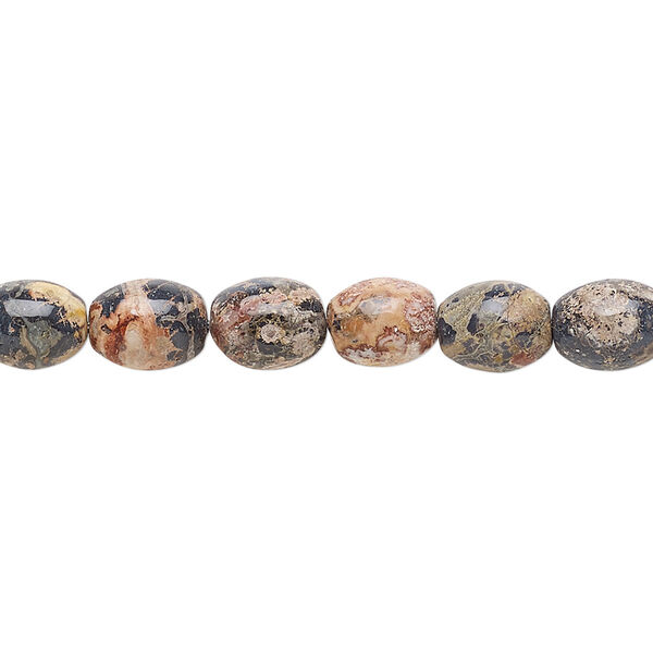 Bead, leopardskin jasper (natural), 8x6mm oval, B grade, Mohs hardness 6-1/2 to 7. Sold per 15-1/2" to 16" strand. image number 0