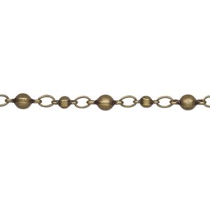 Chain 1pkg1 brass-plated beaded, 3.5mm, antique brass 50 foot unfinished