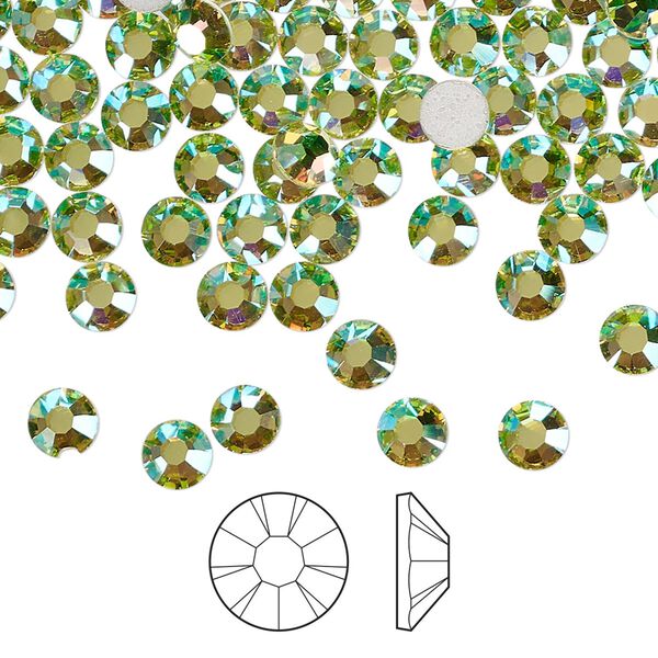 Flat back 1440pk limecicle AB foil back, Preciosa MAXIMA Czech crystal hotfix rhinestone 4.6-4.8mm chaton rose round SS20 image number 0