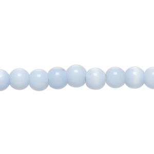 Bead, cat's eye glass (fiber optic glass), light blue and violet, 5-7mm irregular round. Sold per 14-inch strand, approximately 70 beads.