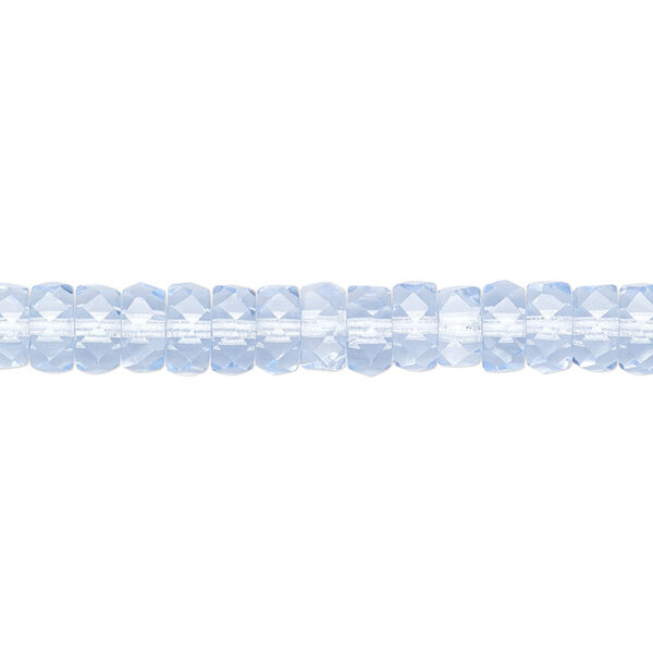 Bead, Czech fire-polished glass, sapphire blue, 6x3mm faceted rondelle. Sold per 15-1/2" to 16" strand. image number 0