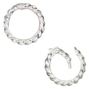 Clasp self-closing 1pkg1 sterling silver, 21mm twisted round, 1-strand