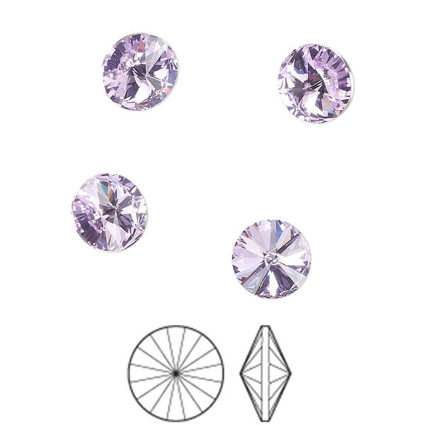 Chaton 8pk violet foil back, Preciosa MAXIMA Czech crystal rhinestone 8.16-8.41mm rivoli SS39 image number 0