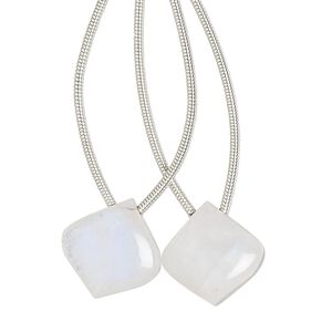 Rainbow moonstone 1pkg2, hand-cut top-drilled puffed teardrop bead natural 14x14mm