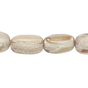 Bead, abalone shell (natural), small nugget, Mohs hardness 3-1/2. Sold per 15-1/2" to 16" strand.