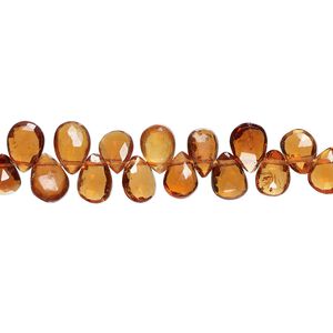 Spessartite garnet 1pkg1, hand-cut top-drilled faceted teardrop bead natural 8 inch 7x5mm-8x6mm