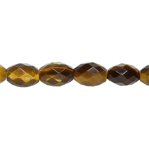 Tigereye 1pkg1, faceted oval bead natural 15.5-16 inch 10x7mm