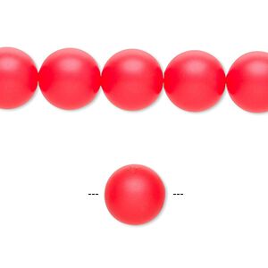 Pearl 25pk neon red, Crystal Passions® 10mm round 5810