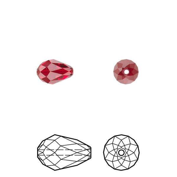 Bead 144pk Siam, Swarovski® 9x6mm teardrop 5500 image number 0